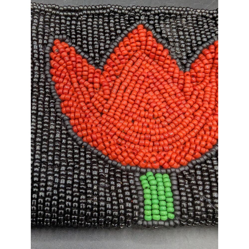 Elissa Bloom NY Red Tulip Beaded Coin Purse Small Heart Zip Pouch Wallet - Picture 3 of 8